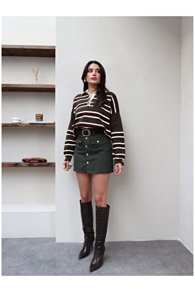 ESRAHELVACI Denim Skirt with Flap Pockets