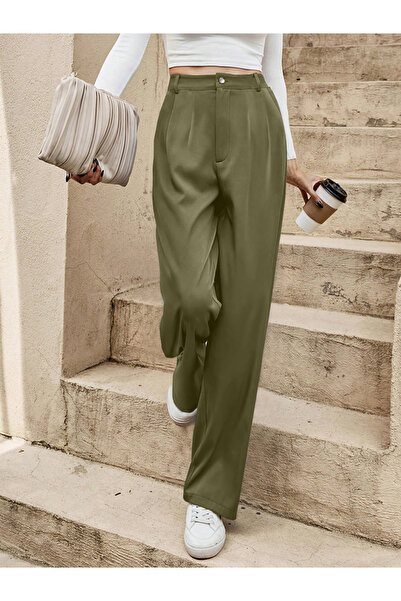 Take Two By Styli Dark Green Straight Leg Trousers