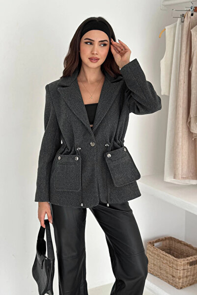 AsprinFashion Jachetă elastică în talie, antracit