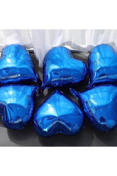 BALON DİYARI Blue Heart Foil Balloon 45cm All Colors Compatible with Air and Helium