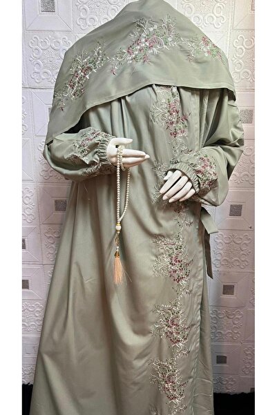 STAYILK DRESSES Beige prayer robe with a modest and elegant design, decorated...