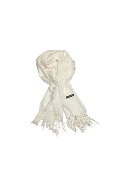 OEM Eșarfă tip șal din cașmir pentru femei, subțire, cu franjuri, 200 x 68 cm, albă
