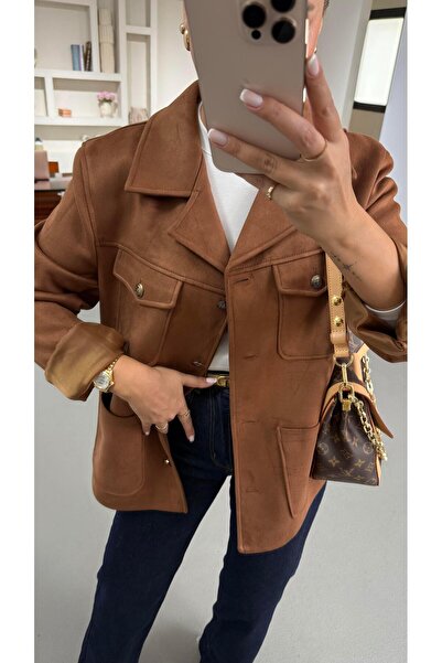 Sezgi Tekin Μπουφάν Premium Series College με κουμπιά και λεπτομέρεια τσέπης σε ταμπά χρώμα