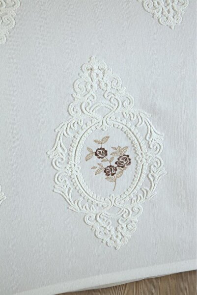 Çeyiz Diyarı Gardenlove Nakışlı Şönil 2 Parça Tek Kişilik Yatak Örtüsü Bej