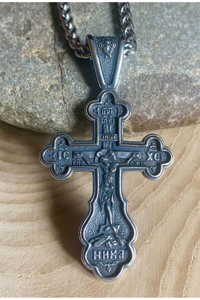 Viking Cross Haç Tasarım S+ Kalite 316L Paslanmaz Kararmaz Çelik Kolye