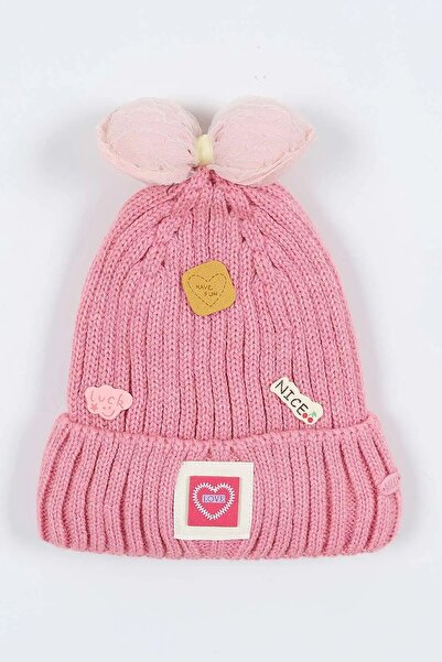 Budi Kitti Children's Girl's Eared Beret (4-8 Years) K24130-02 Pink