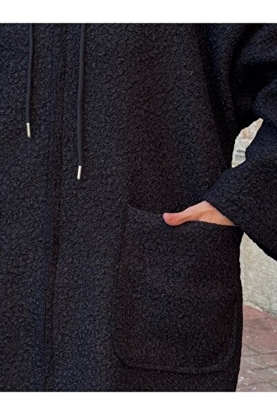 SaklıButik Women's Square Pocket Zippered Curly Jacket