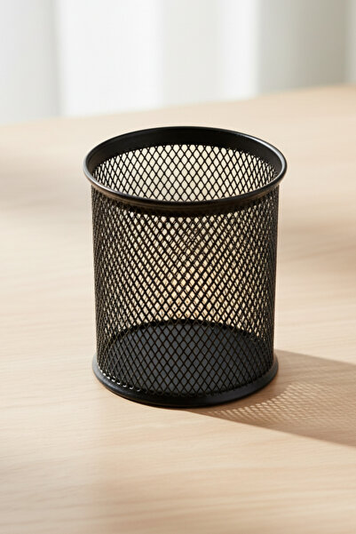 Sone حامل أقلام معدني أسود فاخر لتنظيم سطح المكتب بتصميم شبكي مثقب