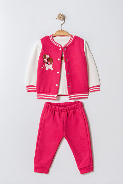 Chicsy Baby Kız Bebek Nakışlı 3’lü Mevsimlik Takım