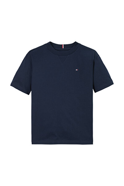 Tommy Hilfiger Boys Dark Night Navy Flag Embroidery Crew Neck T-Shirt