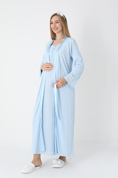 Lohusa Dünyasi طقم ملابس نوم للحوامل مكون من قطعتين بأكمام طويلة للشتاء مع تص...