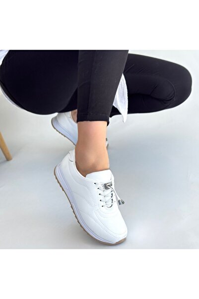 Zerenyus Fino White Lace-Up Orthopedic Comfortable Sports Shoes