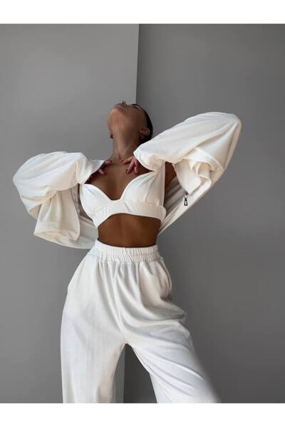 Elia Swimwear Kalissa White Velvet Three Piece Tracksuit