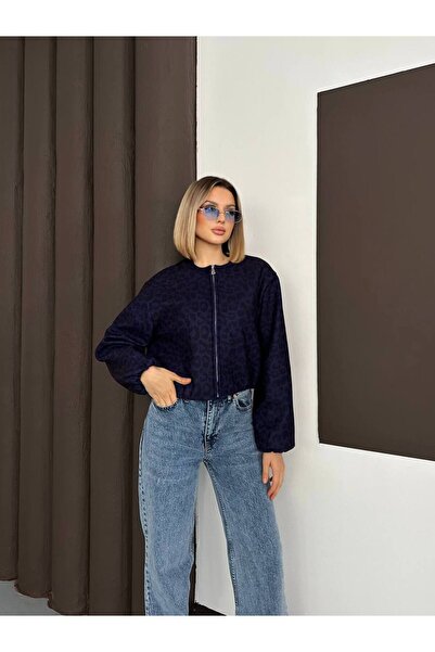 cottonage Bomber Leopard Print Jacket