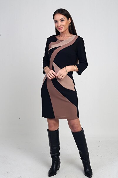 By Saygı Rochie scurtă din crep căptușită cu modele geometrice pentru femei