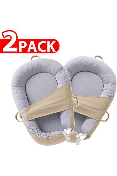 Margoun Baby Lounger, Baby Nest for Newborn Crib, Detachable Washable Bed-2 Pack-B0C4NXS21V-(Pink Sand)