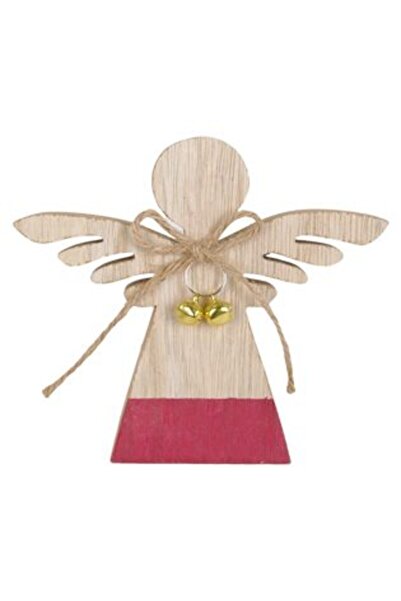 Silver Star Decorațiune de Crăciun din lemn - Înger cu clopoței 12 cm