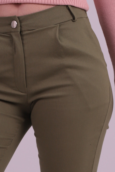 armonika Women's Khaki Elastic Waist Folded Cuff Pants Arm-26K136042