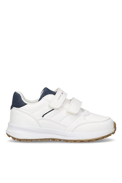 Tommy Hilfiger Kids Unisex White Leather Low Cut Velcro Sneakers