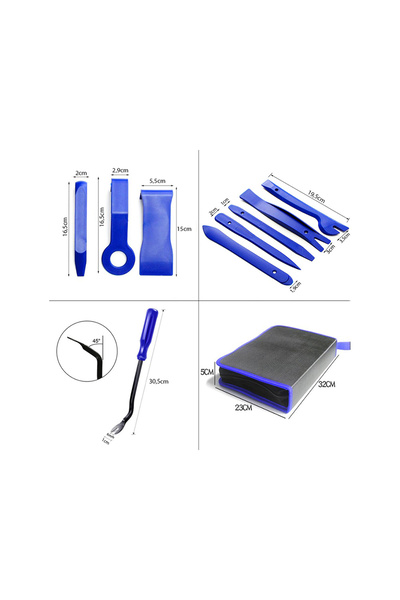 zola Σετ 37 εργαλείων εξαγωγής, ταπετσαρία αυτοκινήτου, αφαίρεση ραδιοφώνου και σφιγκτήρα, πλαστικό, μπλε