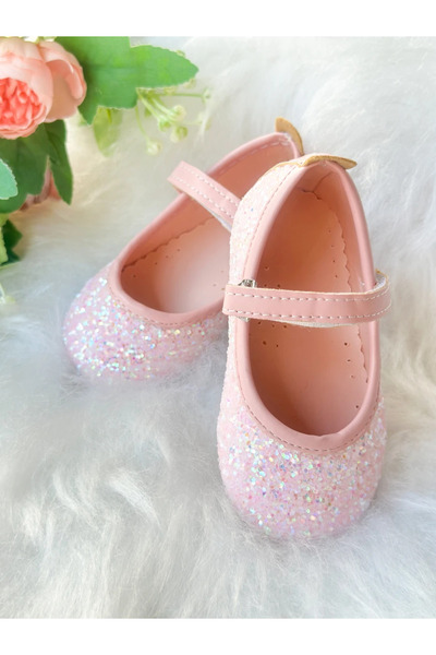 aysskids Pink Stone Glittery Girl's Baby Ballerinas