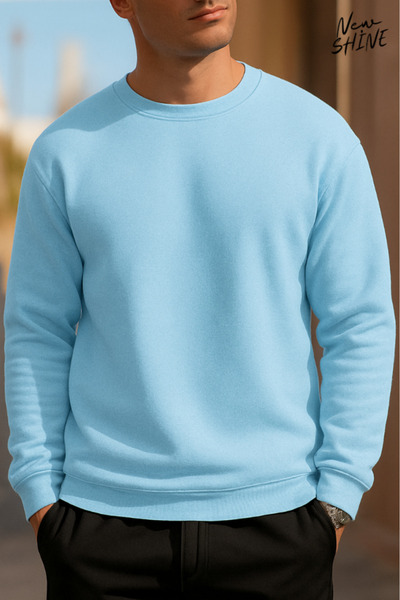 New Shine Unprinted Crew Neck Sweatshirt