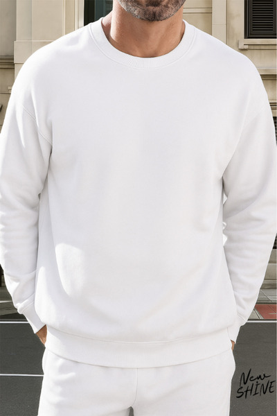 New Shine Neimprimat guler rotund Swea tricou