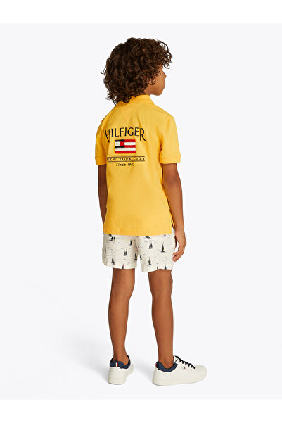 Tommy Hilfiger Boys Star Fruit Yellow Flag Embroidered Short Sleeves Polo T-Shirt