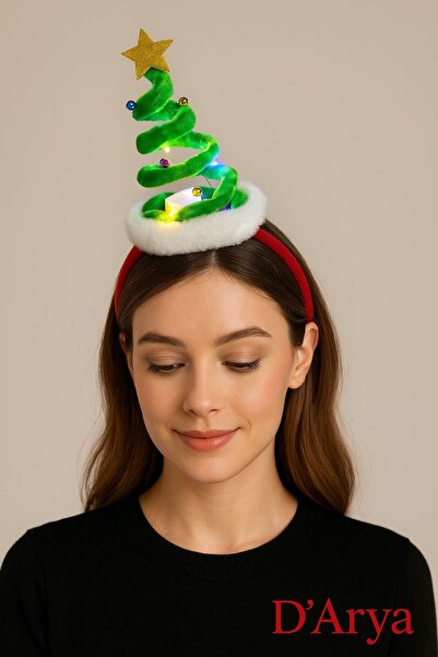Darya DD600 LED Işıklı Yılbaşı Çam Ağacı Taç (Yeşil) Christmas Hairband
