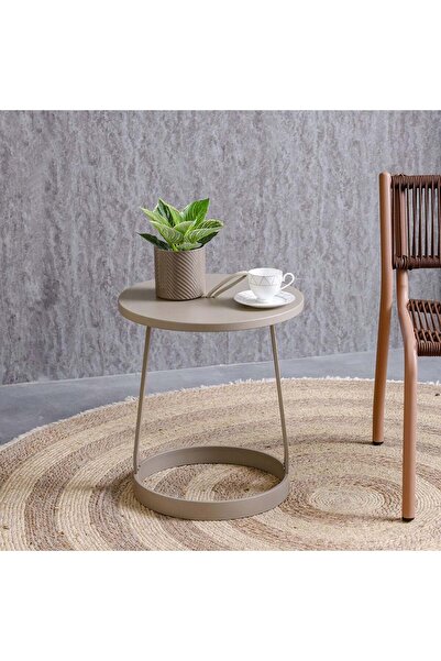 Danube Home Moreni Side Table Dia47×H52.5 cm – Premium Sand Finish Decorative Table for Lounge & Living Room