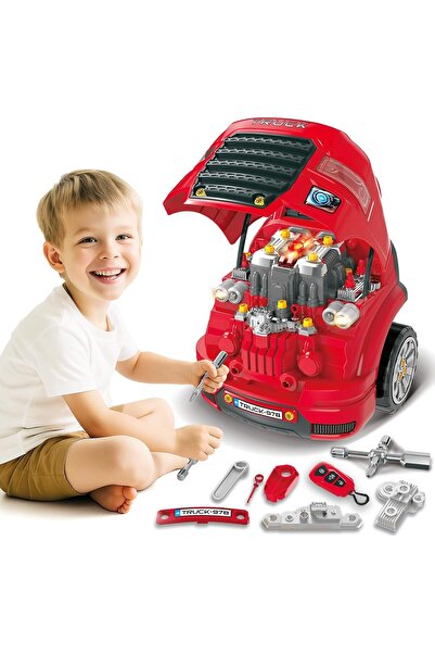 deAO Large Truck Engine Toy, Kids Mechanic Repair Set (3-8 Years)