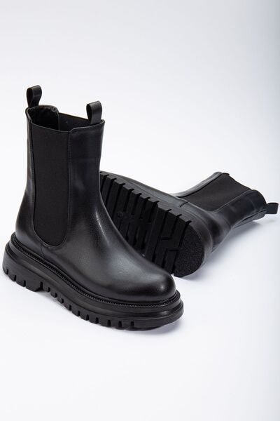 FEMME Chelsea Kadın Siyah Kalın Taban Günlük Lastikli Bot