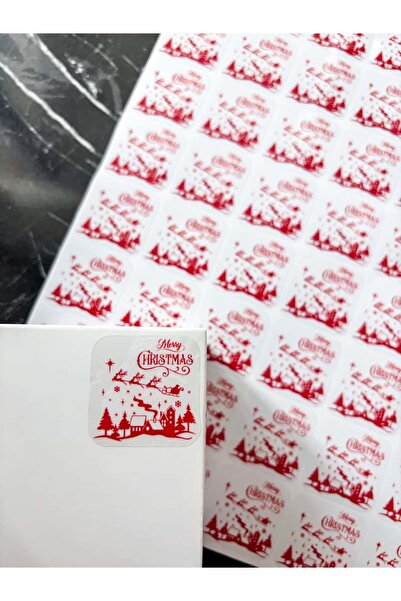 Hayal.kirtasiyesi ملصق شفاف 48 قطعة 3.5 سم ملصق عيد الميلاد ملصق عيد الميلاد السعيد