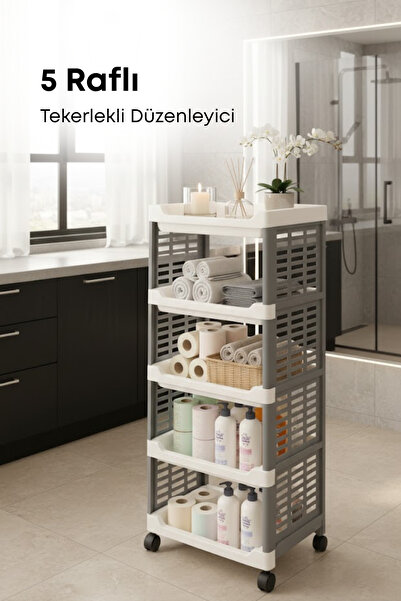 Genel Markalar 5 Raflı Banyo Düzenleyici Mutfak Rafı Banyo Dolabı Çok Amaçlı ...