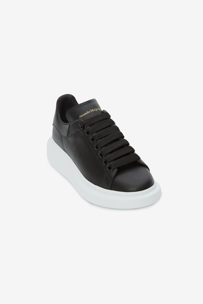 ALEXANDER MCQUEEN Women's Thick Sole Leather Sneakers - Black/White