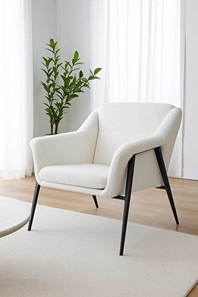 MARIA HOMES Modern Boucle Accent Chair for Living Room Cozy Armchair with Met...