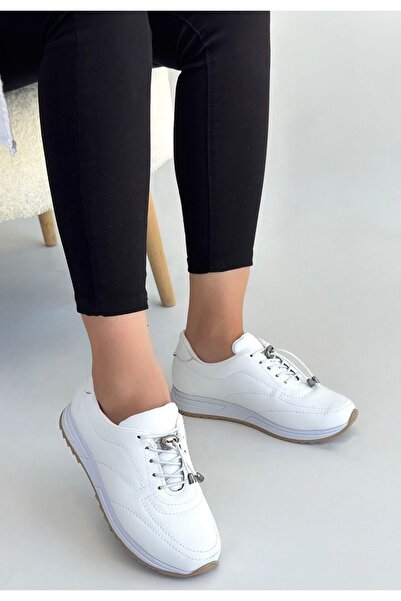 Erbilden Finna White Leather Lace-Up Sneakers