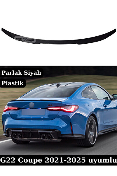 SML Dizayn Bmw G22 M4 Spoiler Parlak Siyah 2021-2025 G22 Bagaj-Üstü Spoyler-S...