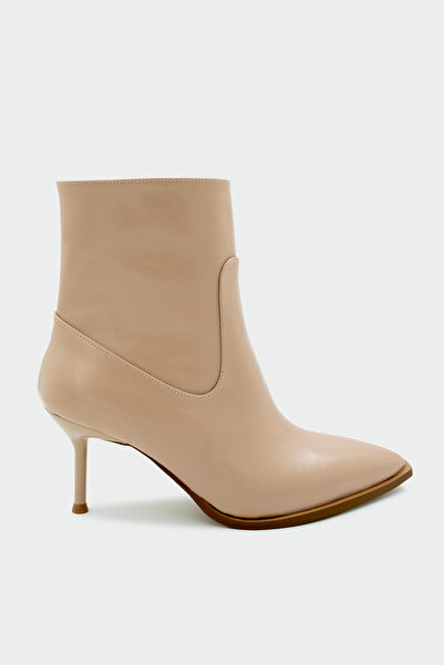 LAMİNTA Μπότες με τακούνι Miyo Nude από δέρμα με μυτερή μύτη