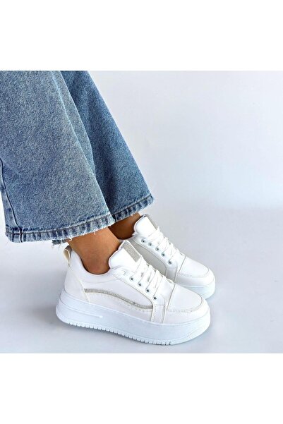 Erbilden Natte White Leather Lace-Up Sneakers
