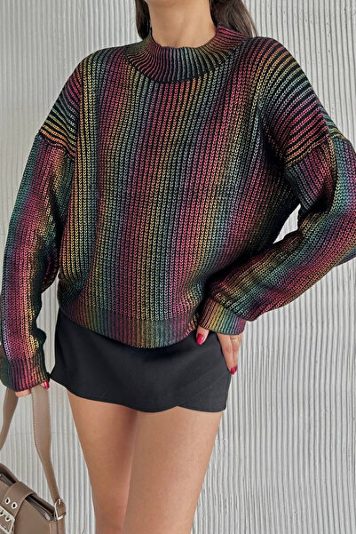 oshebu Pulover tricotat în guler rotund culori pentru femei