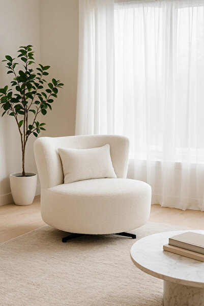 MARIA HOMES Modern Fabric Swivel Lounge Chair, Cozy Accent Chair for Living R...