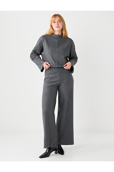 Jimmy Key Anthracite Melange Relaxed Fit Batwing Sleeve Soft Textured Sweatshirt