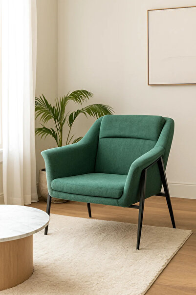 MARIA HOMES Modern Green Fabric Armchair, Comfortable Accent Chair for Living Room & Office