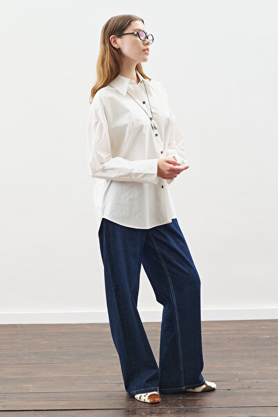 Manuka Oversized Shirt with Design Details Ecru
