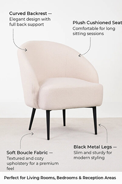 MARIA HOMES Modern Fabric Accent Armchair, Lounge Chair for Living Room, Bedroom & Office Cabin