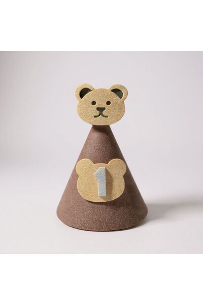 Partini Renklendir EVA 1 Yaş Parti Şapkası Ayıcık Konseptli Doğum Günü Şapkası