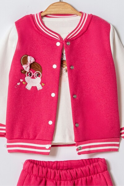 Chicsy Baby Kız Bebek Nakışlı 3’lü Mevsimlik Takım