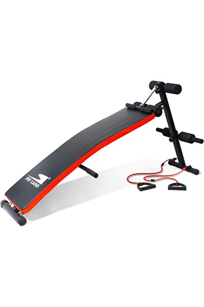 SKY LAND Curved Sit-Up Bench EM-1856, Multi-Function Abs Trainer with Leg Support & Resistance Ropes