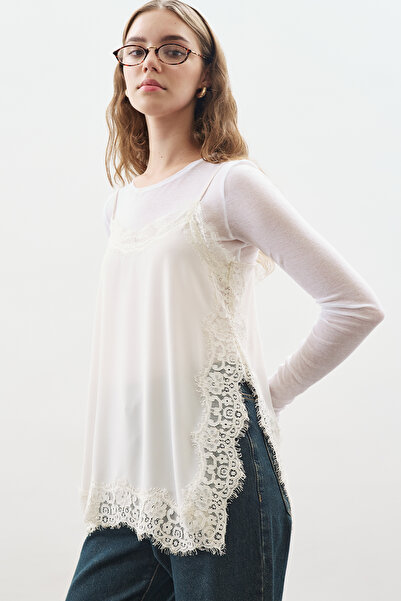 Manuka Lace Strapped Blouse Ecru